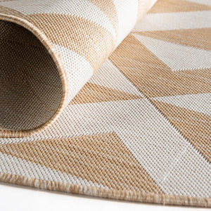 Beige 5' 3 x 8' Jill Zarin Outdoor Oval Area Rug Weather Resistant for Patio, Deck, Terrace, Balcony, Porch Durable 100% Polypropylene Carpet for Outside for Sale at Rug Engine