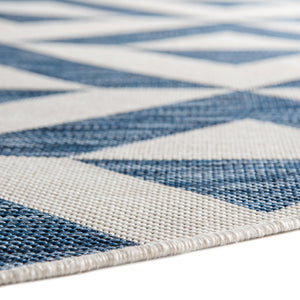 Blue 4' 1 x 4' 1 Jill Zarin Outdoor Round Area Rug Weather Resistant for Patio, Deck, Terrace, Balcony, Porch Durable 100% Polypropylene Carpet for Outside for Sale at Rug Engine