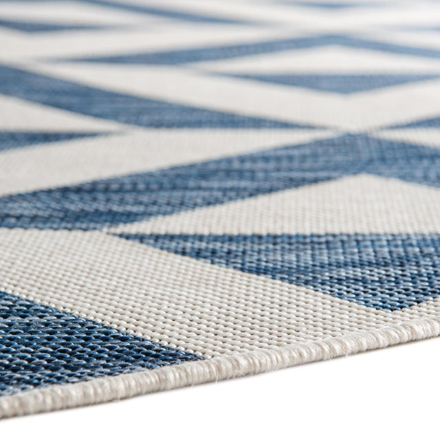 Blue 4' 1 x 4' 1 Jill Zarin Outdoor Round Area Rug Weather Resistant for Patio, Deck, Terrace, Balcony, Porch Durable 100% Polypropylene Carpet for Outside for Sale at Rug Engine