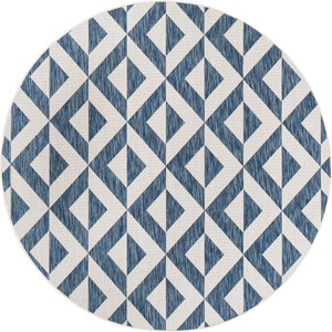 Blue 6' 7 x 6' 7 Jill Zarin Outdoor Round Area Rug Weather Resistant for Patio, Deck, Terrace, Balcony, Porch Durable 100% Polypropylene Carpet for Outside for Sale at Rug Engine