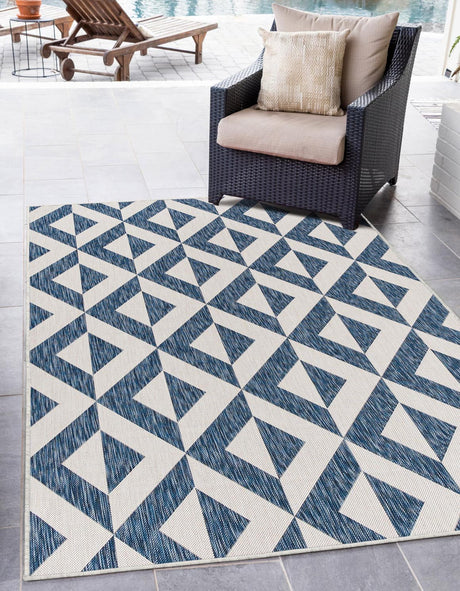 Blue 9' x 12' Jill Zarin Outdoor Rectangle Rug