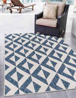 Blue 1' 4 x 1' 4 Jill Zarin Outdoor Sample Area Rug Weather Resistant for Patio, Deck, Terrace, Balcony, Porch Durable 100% Polypropylene Carpet for Outside for Sale at Rug Engine