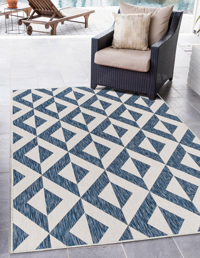 Blue 1' 4 x 1' 4 Jill Zarin Outdoor Sample Area Rug Weather Resistant for Patio, Deck, Terrace, Balcony, Porch Durable 100% Polypropylene Carpet for Outside for Sale at Rug Engine
