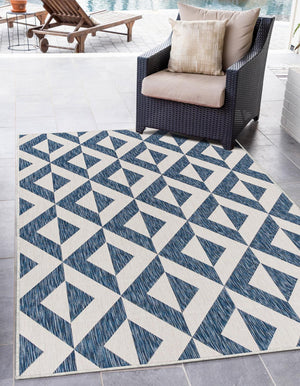 Blue 4' 1 x 6' 1 Jill Zarin Outdoor Rectangle Area Rug Weather Resistant for Patio, Deck, Terrace, Balcony, Porch Durable 100% Polypropylene Carpet for Outside for Sale at Rug Engine