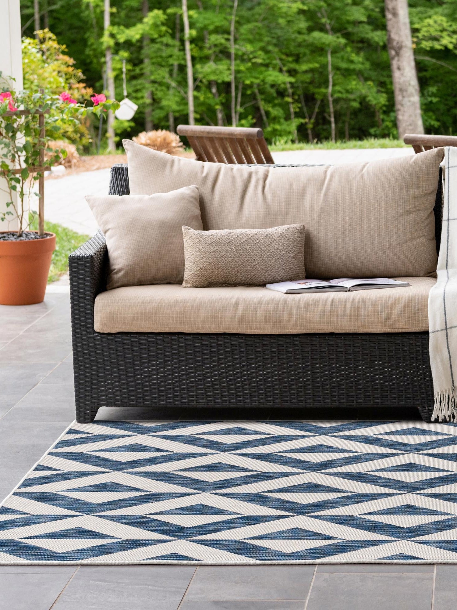 Blue 2' x 3' 1 Jill Zarin Outdoor Rectangle Area Rug Weather Resistant for Patio, Deck, Terrace, Balcony, Porch Durable 100% Polypropylene Carpet for Outside for Sale at Rug Engine
