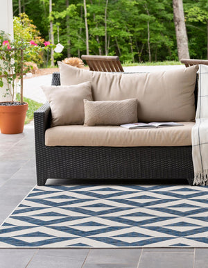Blue 4' 1 x 6' 1 Jill Zarin Outdoor Rectangle Area Rug Weather Resistant for Patio, Deck, Terrace, Balcony, Porch Durable 100% Polypropylene Carpet for Outside for Sale at Rug Engine