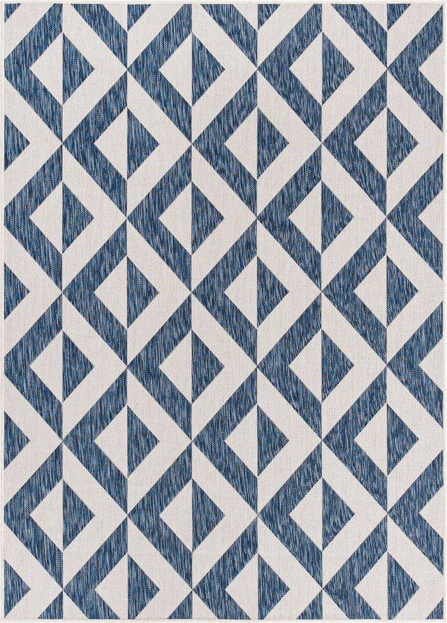 Blue 5' 3 x 8' Jill Zarin Outdoor Rectangle Area Rug Weather Resistant for Patio, Deck, Terrace, Balcony, Porch Durable 100% Polypropylene Carpet for Outside for Sale at Rug Engine