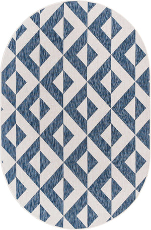 Blue 5' 3 x 8' Jill Zarin Outdoor Oval Area Rug Weather Resistant for Patio, Deck, Terrace, Balcony, Porch Durable 100% Polypropylene Carpet for Outside for Sale at Rug Engine