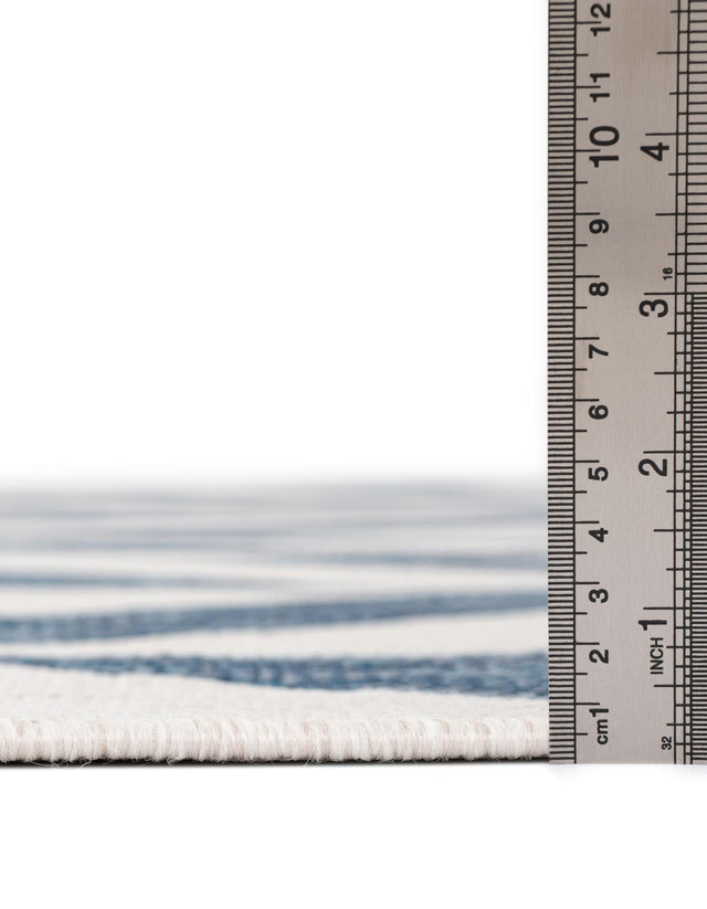 Blue 6' 7 x 6' 7 Jill Zarin Outdoor Round Area Rug Weather Resistant for Patio, Deck, Terrace, Balcony, Porch Durable 100% Polypropylene Carpet for Outside for Sale at Rug Engine
