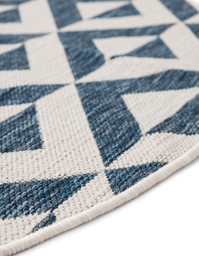 Blue 4' 1 x 4' 1 Jill Zarin Outdoor Round Area Rug Weather Resistant for Patio, Deck, Terrace, Balcony, Porch Durable 100% Polypropylene Carpet for Outside for Sale at Rug Engine