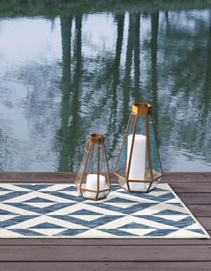 Blue 2' x 6' 1 Jill Zarin Outdoor Runner Area Rug Weather Resistant for Patio, Deck, Terrace, Balcony, Porch Durable 100% Polypropylene Carpet for Outside for Sale at Rug Engine