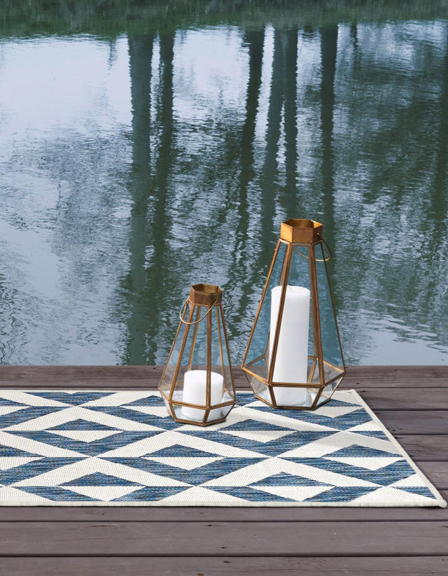 Blue 2' x 6' 1 Jill Zarin Outdoor Runner Area Rug Weather Resistant for Patio, Deck, Terrace, Balcony, Porch Durable 100% Polypropylene Carpet for Outside for Sale at Rug Engine