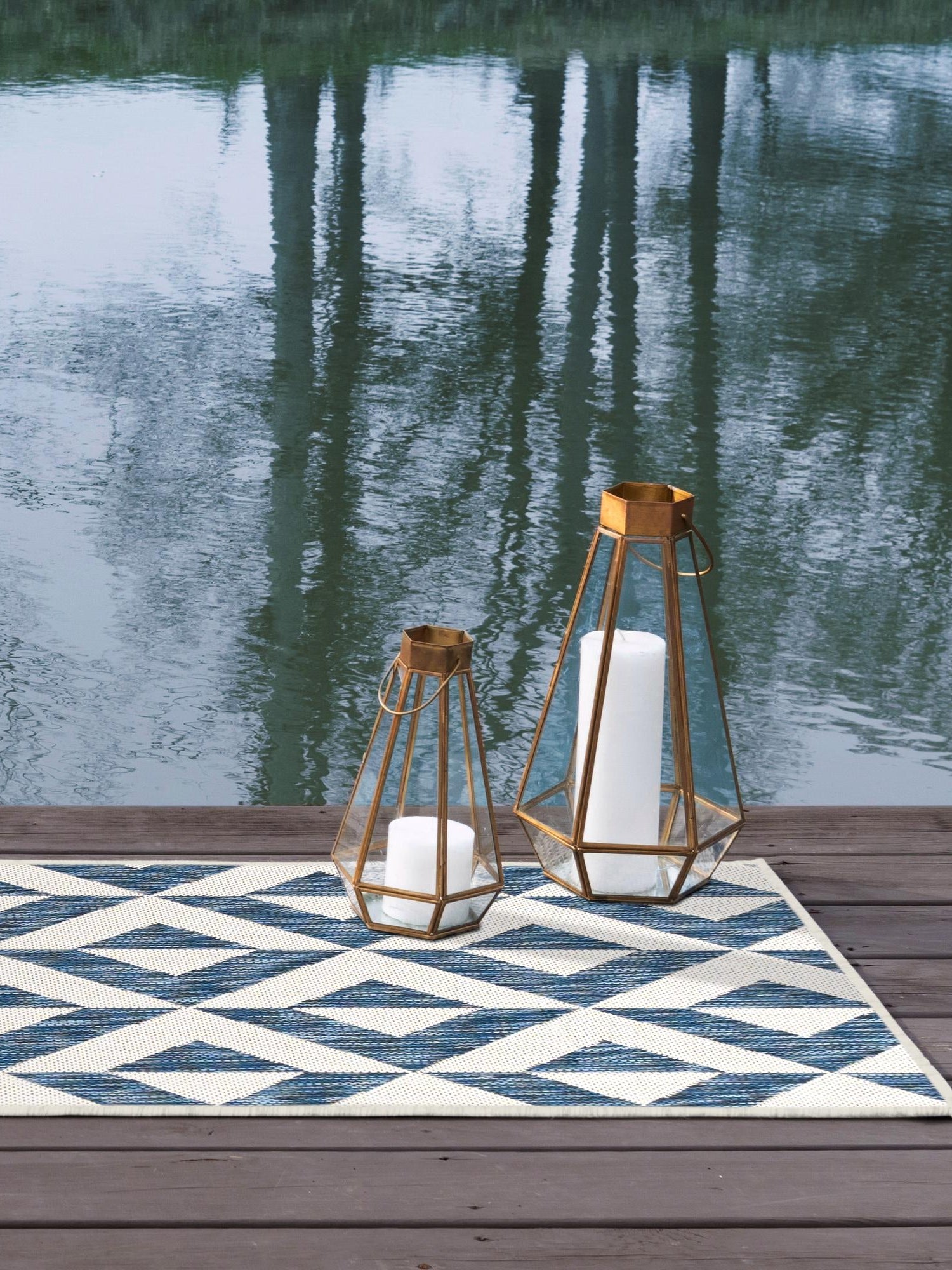 Blue 2' x 8' Jill Zarin Outdoor Runner Area Rug Weather Resistant for Patio, Deck, Terrace, Balcony, Porch Durable 100% Polypropylene Carpet for Outside for Sale at Rug Engine