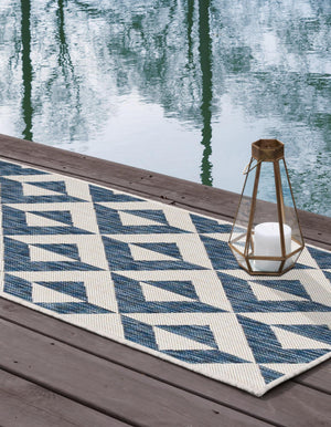 Blue 2' x 6' 1 Jill Zarin Outdoor Runner Area Rug Weather Resistant for Patio, Deck, Terrace, Balcony, Porch Durable 100% Polypropylene Carpet for Outside for Sale at Rug Engine