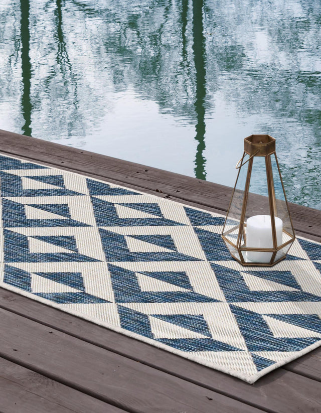Blue 2' x 6' 1 Jill Zarin Outdoor Runner Area Rug Weather Resistant for Patio, Deck, Terrace, Balcony, Porch Durable 100% Polypropylene Carpet for Outside for Sale at Rug Engine