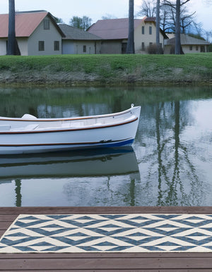 Blue 2' x 6' 1 Jill Zarin Outdoor Runner Area Rug Weather Resistant for Patio, Deck, Terrace, Balcony, Porch Durable 100% Polypropylene Carpet for Outside for Sale at Rug Engine