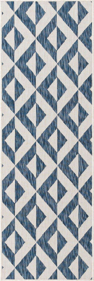 Blue 2' x 6' 1 Jill Zarin Outdoor Runner Area Rug Weather Resistant for Patio, Deck, Terrace, Balcony, Porch Durable 100% Polypropylene Carpet for Outside for Sale at Rug Engine