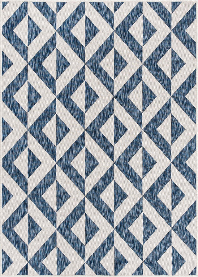 Blue 1' 4 x 1' 4 Jill Zarin Outdoor Sample Area Rug Weather Resistant for Patio, Deck, Terrace, Balcony, Porch Durable 100% Polypropylene Carpet for Outside for Sale at Rug Engine
