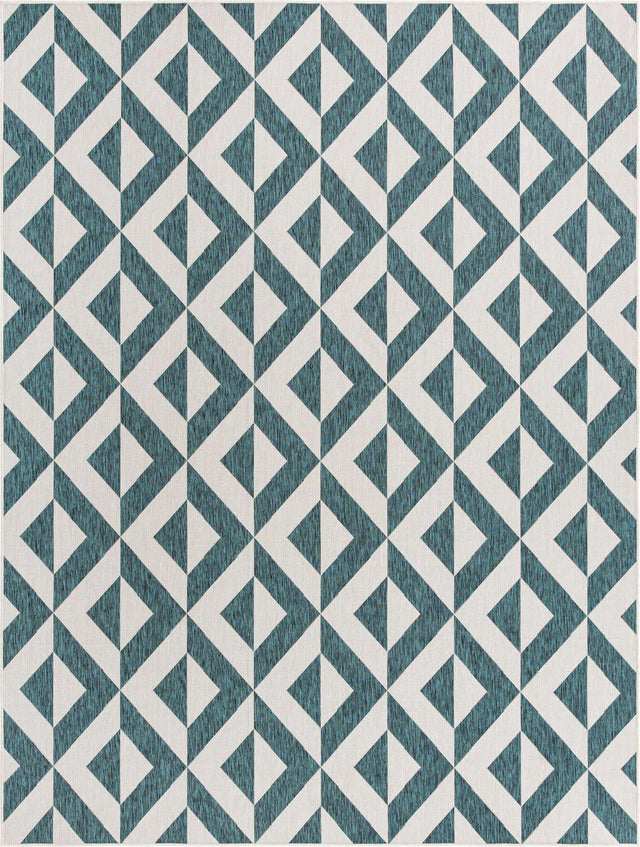 Teal 9' x 12' Jill Zarin Outdoor Rectangle Area Rug Weather Resistant for Patio, Deck, Terrace, Balcony, Porch Durable 100% Polypropylene Carpet for Outside for Sale at Rug Engine