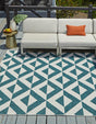 Teal 7' 10 x 7' 10 Jill Zarin Outdoor Square Area Rug Weather Resistant for Patio, Deck, Terrace, Balcony, Porch Durable 100% Polypropylene Carpet for Outside for Sale at Rug Engine