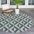 Teal 6' 7 x 6' 7 Jill Zarin Outdoor Round Area Rug Weather Resistant for Patio, Deck, Terrace, Balcony, Porch Durable 100% Polypropylene Carpet for Outside for Sale at Rug Engine
