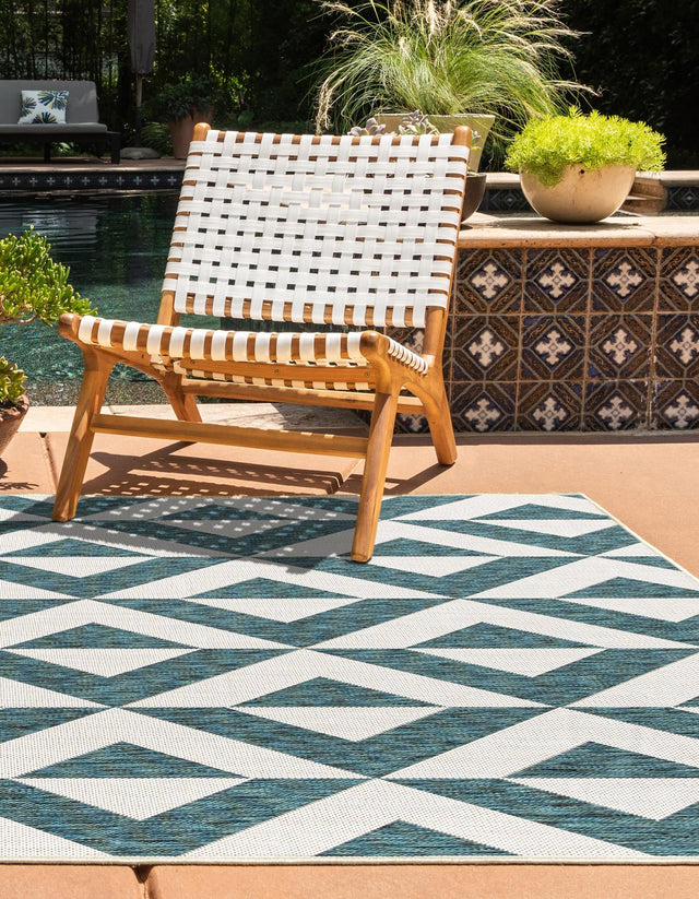 Teal 2' x 3' 1 Jill Zarin Outdoor Rectangle Area Rug Weather Resistant for Patio, Deck, Terrace, Balcony, Porch Durable 100% Polypropylene Carpet for Outside for Sale at Rug Engine