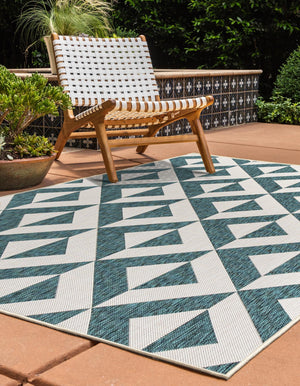 Teal 2' x 3' 1 Jill Zarin Outdoor Rectangle Area Rug Weather Resistant for Patio, Deck, Terrace, Balcony, Porch Durable 100% Polypropylene Carpet for Outside for Sale at Rug Engine