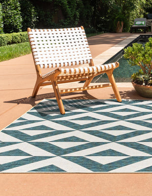 Teal 4' 1 x 6' 1 Jill Zarin Outdoor Rectangle Area Rug Weather Resistant for Patio, Deck, Terrace, Balcony, Porch Durable 100% Polypropylene Carpet for Outside for Sale at Rug Engine