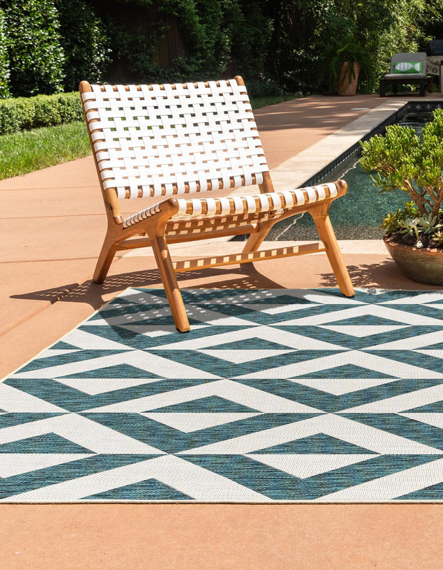 Teal 2' x 3' 1 Jill Zarin Outdoor Rectangle Area Rug Weather Resistant for Patio, Deck, Terrace, Balcony, Porch Durable 100% Polypropylene Carpet for Outside for Sale at Rug Engine