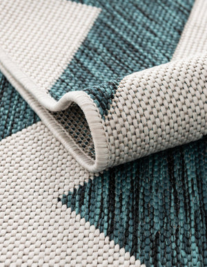 Teal 7' 1 x 10' Jill Zarin Outdoor Rectangle Area Rug Weather Resistant for Patio, Deck, Terrace, Balcony, Porch Durable 100% Polypropylene Carpet for Outside for Sale at Rug Engine