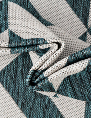 Teal 7' 10 x 10' Jill Zarin Outdoor Oval Area Rug Weather Resistant for Patio, Deck, Terrace, Balcony, Porch Durable 100% Polypropylene Carpet for Outside for Sale at Rug Engine