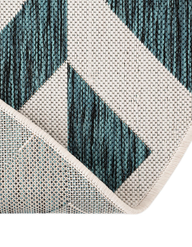 Teal 7' 10 x 10' Jill Zarin Outdoor Oval Area Rug Weather Resistant for Patio, Deck, Terrace, Balcony, Porch Durable 100% Polypropylene Carpet for Outside for Sale at Rug Engine