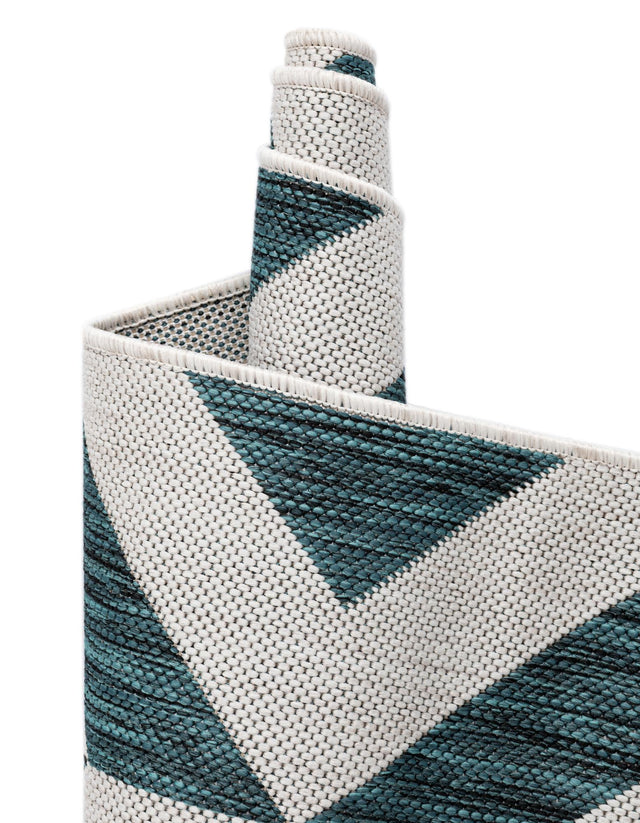 Teal 7' 10 x 10' Jill Zarin Outdoor Oval Area Rug Weather Resistant for Patio, Deck, Terrace, Balcony, Porch Durable 100% Polypropylene Carpet for Outside for Sale at Rug Engine