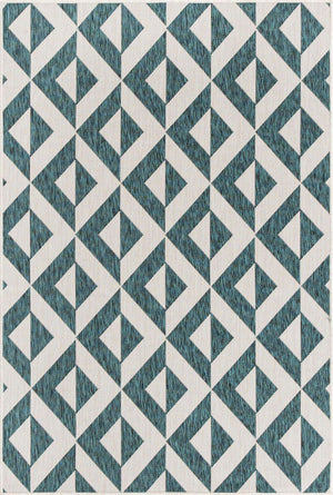 Teal 4' 1 x 6' 1 Jill Zarin Outdoor Rectangle Area Rug Weather Resistant for Patio, Deck, Terrace, Balcony, Porch Durable 100% Polypropylene Carpet for Outside for Sale at Rug Engine