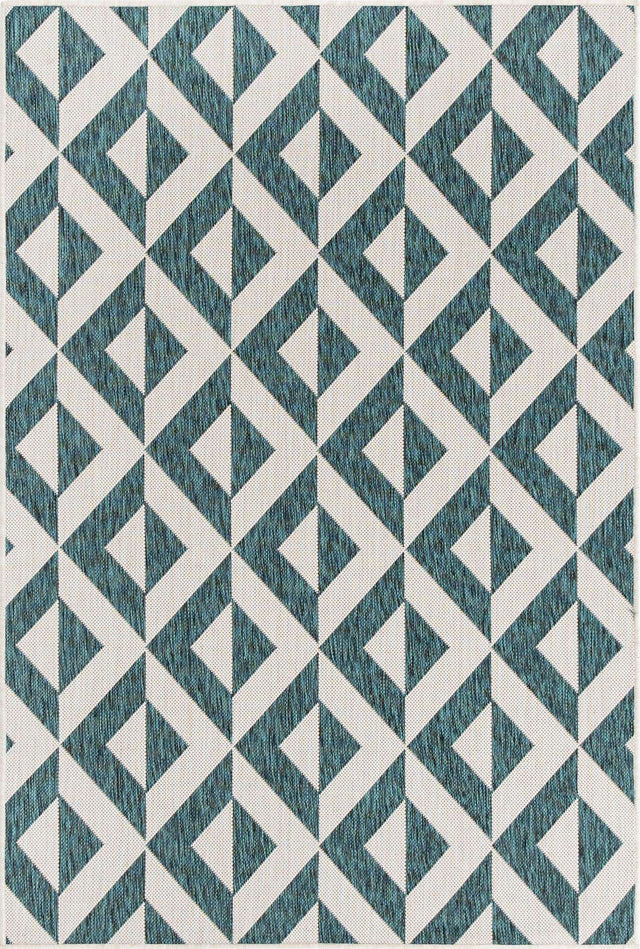 Teal 4' 1 x 6' 1 Jill Zarin Outdoor Rectangle Area Rug Weather Resistant for Patio, Deck, Terrace, Balcony, Porch Durable 100% Polypropylene Carpet for Outside for Sale at Rug Engine