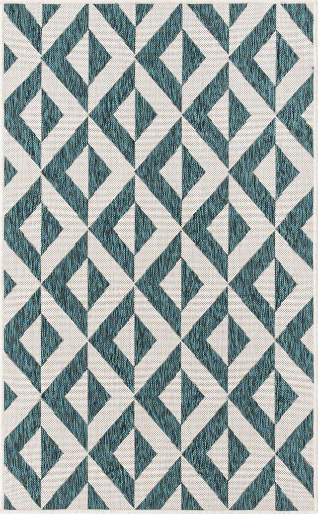 Teal 3' 1 x 5' 3 Jill Zarin Outdoor Rectangle Area Rug Weather Resistant for Patio, Deck, Terrace, Balcony, Porch Durable 100% Polypropylene Carpet for Outside for Sale at Rug Engine