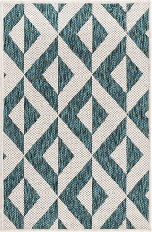 Teal 2' x 3' 1 Jill Zarin Outdoor Rectangle Area Rug Weather Resistant for Patio, Deck, Terrace, Balcony, Porch Durable 100% Polypropylene Carpet for Outside for Sale at Rug Engine
