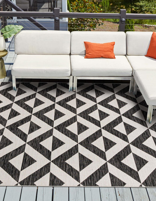 Charcoal Gray 7' 10 x 7' 10 Jill Zarin Outdoor Square Area Rug Weather Resistant for Patio, Deck, Terrace, Balcony, Porch Durable 100% Polypropylene Carpet for Outside for Sale at Rug Engine