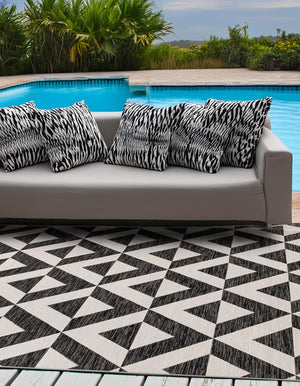 Charcoal Gray 7' 10 x 7' 10 Jill Zarin Outdoor Square Area Rug Weather Resistant for Patio, Deck, Terrace, Balcony, Porch Durable 100% Polypropylene Carpet for Outside for Sale at Rug Engine