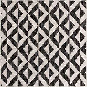 Charcoal Gray 7' 10 x 7' 10 Jill Zarin Outdoor Square Area Rug Weather Resistant for Patio, Deck, Terrace, Balcony, Porch Durable 100% Polypropylene Carpet for Outside for Sale at Rug Engine