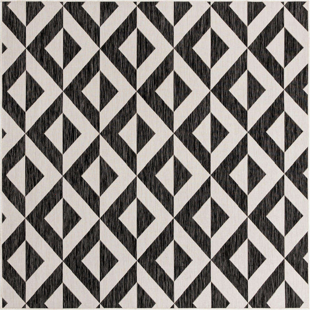 Charcoal Gray 7' 10 x 7' 10 Jill Zarin Outdoor Square Area Rug Weather Resistant for Patio, Deck, Terrace, Balcony, Porch Durable 100% Polypropylene Carpet for Outside for Sale at Rug Engine
