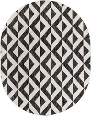 Charcoal Gray 7' 10 x 10' Jill Zarin Outdoor Oval Area Rug Weather Resistant for Patio, Deck, Terrace, Balcony, Porch Durable 100% Polypropylene Carpet for Outside for Sale at Rug Engine