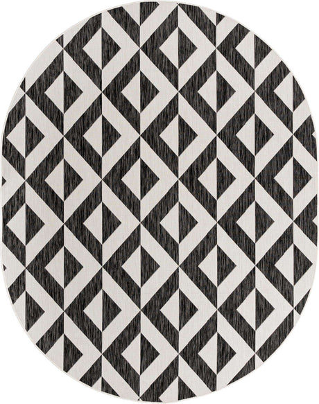 Charcoal Gray 7' 10 x 10' Jill Zarin Outdoor Oval Area Rug Weather Resistant for Patio, Deck, Terrace, Balcony, Porch Durable 100% Polypropylene Carpet for Outside for Sale at Rug Engine