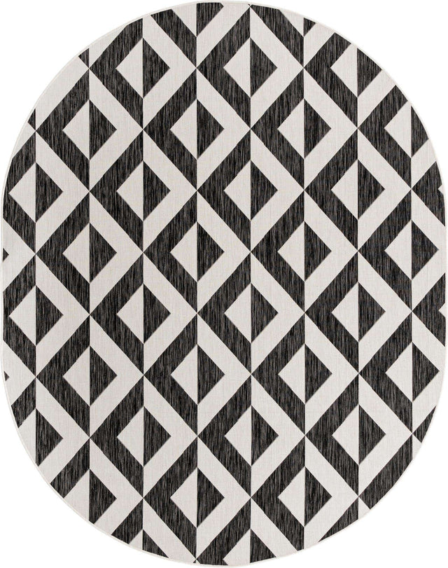 Charcoal Gray 7' 10 x 10' Jill Zarin Outdoor Oval Area Rug Weather Resistant for Patio, Deck, Terrace, Balcony, Porch Durable 100% Polypropylene Carpet for Outside for Sale at Rug Engine