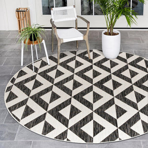 Charcoal Gray 6' 7 x 6' 7 Jill Zarin Outdoor Round Area Rug Weather Resistant for Patio, Deck, Terrace, Balcony, Porch Durable 100% Polypropylene Carpet for Outside for Sale at Rug Engine