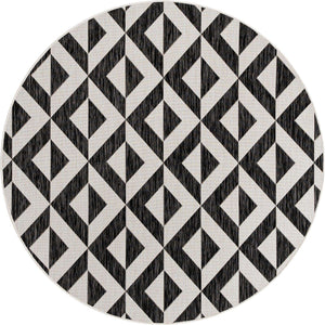Charcoal Gray 6' 7 x 6' 7 Jill Zarin Outdoor Round Area Rug Weather Resistant for Patio, Deck, Terrace, Balcony, Porch Durable 100% Polypropylene Carpet for Outside for Sale at Rug Engine
