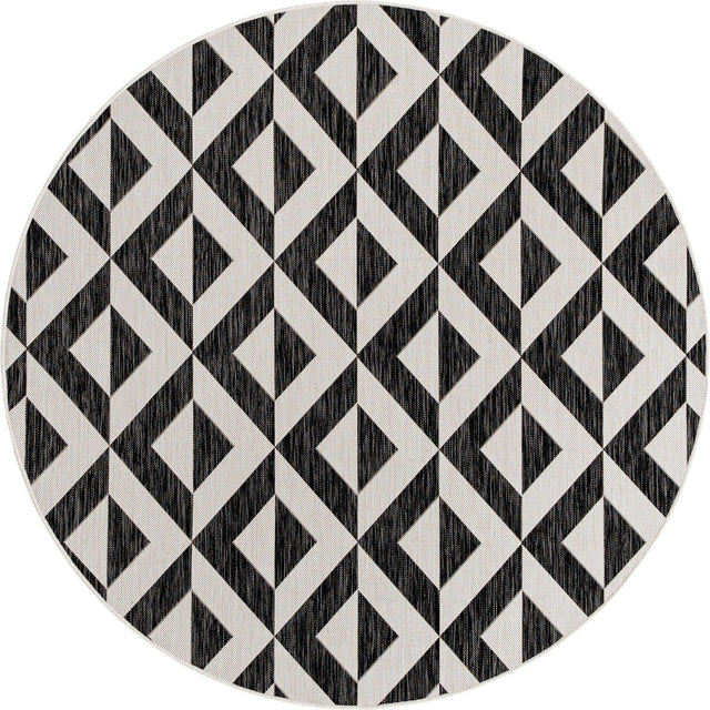Charcoal Gray 6' 7 x 6' 7 Jill Zarin Outdoor Round Area Rug Weather Resistant for Patio, Deck, Terrace, Balcony, Porch Durable 100% Polypropylene Carpet for Outside for Sale at Rug Engine