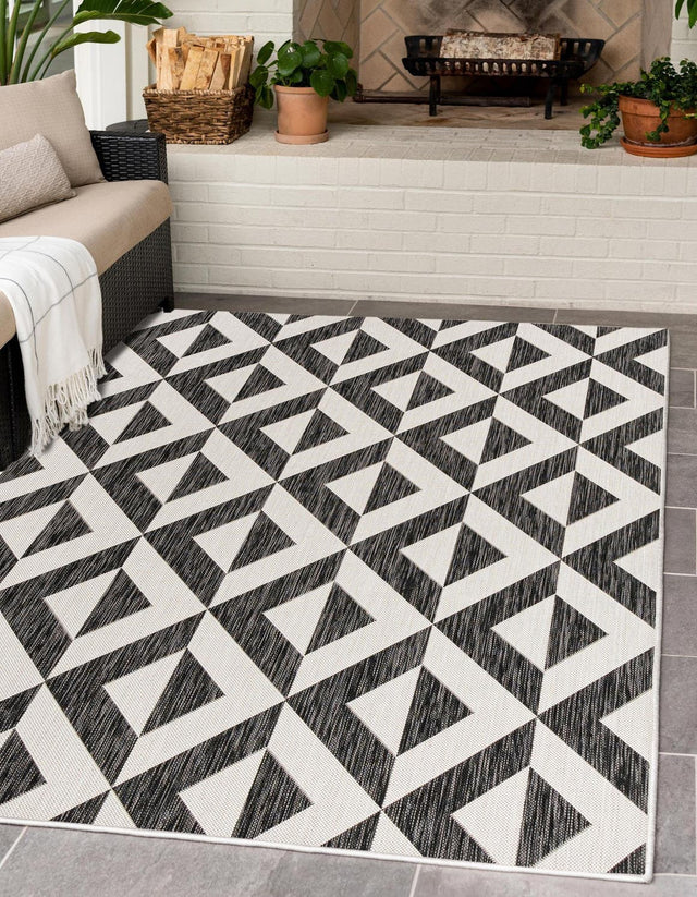 Charcoal Gray 4' 1 x 6' 1 Jill Zarin Outdoor Rectangle Area Rug Weather Resistant for Patio, Deck, Terrace, Balcony, Porch Durable 100% Polypropylene Carpet for Outside for Sale at Rug Engine