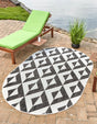 Charcoal Gray 7' 10 x 10' Jill Zarin Outdoor Oval Area Rug Weather Resistant for Patio, Deck, Terrace, Balcony, Porch Durable 100% Polypropylene Carpet for Outside for Sale at Rug Engine