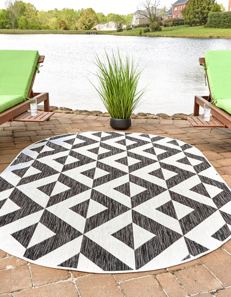 Charcoal Gray 7' 10 x 10' Jill Zarin Outdoor Oval Area Rug Weather Resistant for Patio, Deck, Terrace, Balcony, Porch Durable 100% Polypropylene Carpet for Outside for Sale at Rug Engine